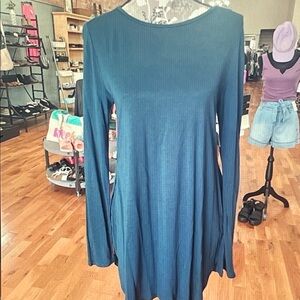 Old Navy Teal Long-Sleeve Swing Tunic Top